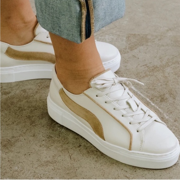 Able Shoes - Able White and Tan Sneakers Classic Minimalist Design